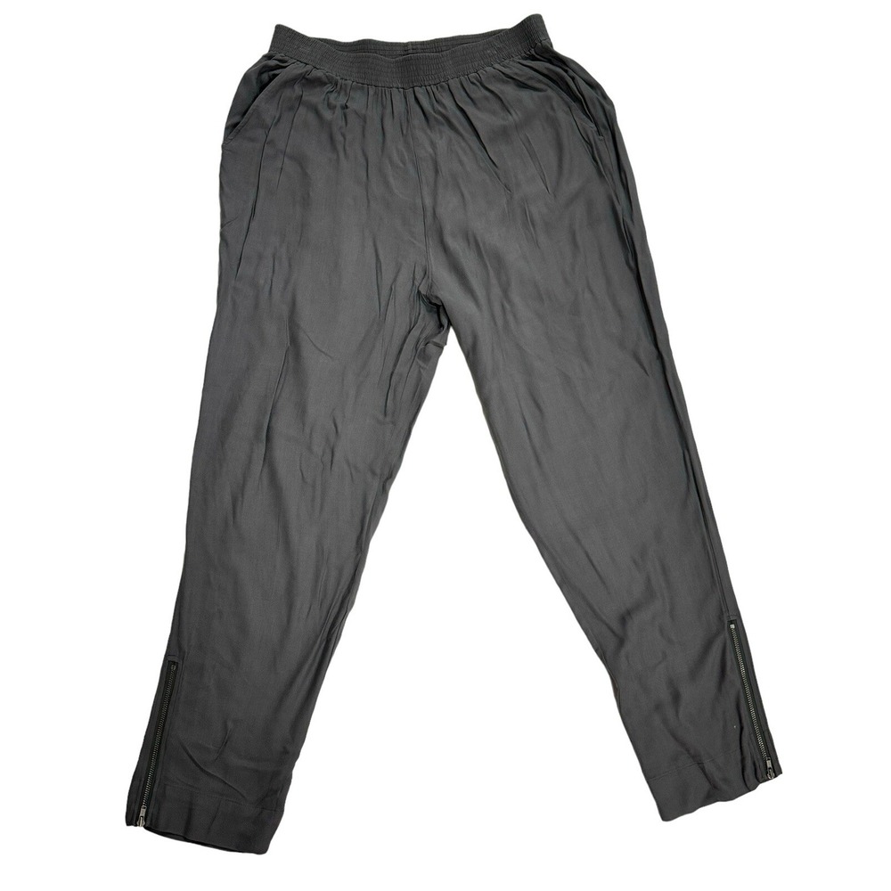 Soft Surroundings Pull On Dark Gray  Rayon stretch knit pants size M Zipper Hem